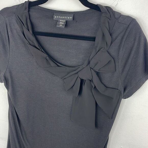 Attention Black with Ruffles tee short sleeve size Small - Picture 3 of 10